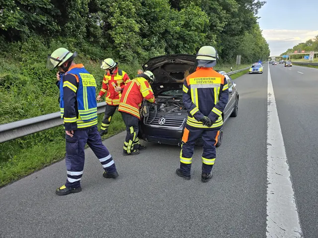 Dieser PKW VW löste auf der A 1 einen Feuerwehreinsatz für die FF Maschen aus | Foto: Feuerwehr Maschen