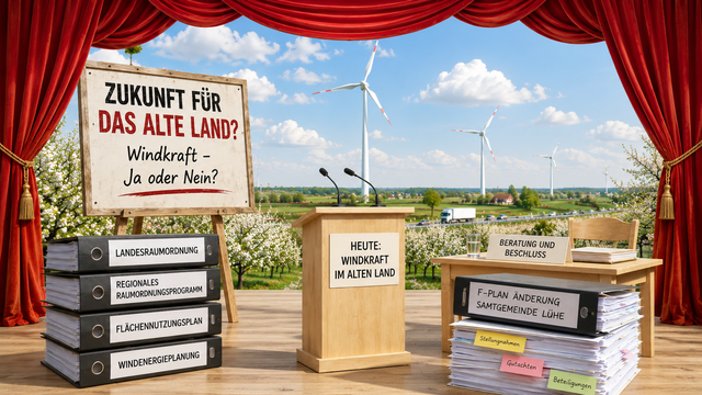 Im Alten Land spielt sich derzeit ein Behörden-Drama um das Thema Windkraft ab | Foto: KI-generiert