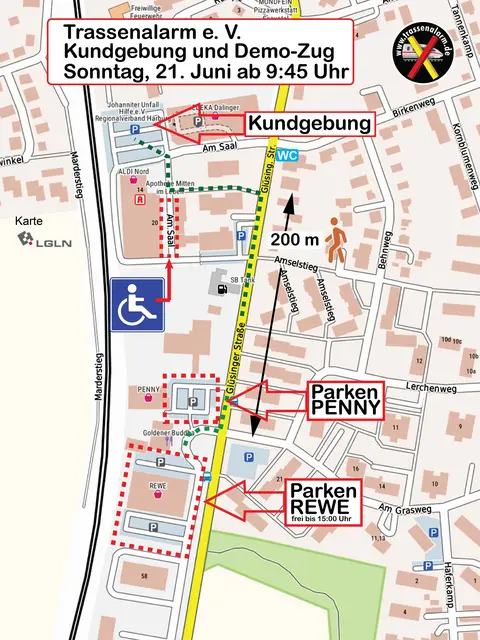 Die Organisatoren bitten darum, auf den ausgewiesenen Flächen zu parken und Autos rechtzeitig wieder zu entfernen | Foto: Trassenalarm