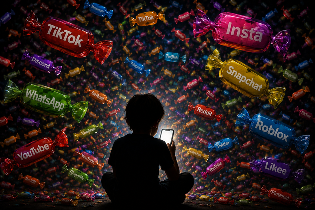 Kaum ein Kind kann dem verführerischen Bonbonregen des Internets widerstehen | Foto: KI