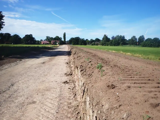 Blick auf die Baustelle am rechten Luhedeich in Roydorf: Unter anderem die Schottertragschicht für den neuen Deichverteidigungsweg ist bereits hergestellt – in Kürze wird hier betoniert | Foto: Wilhelms/NLWKN
