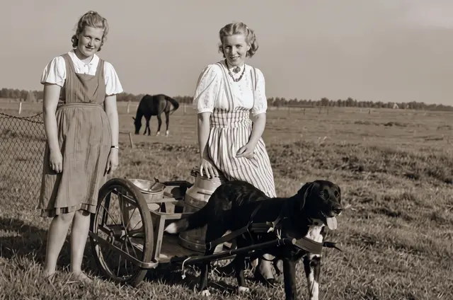 Jeder hat mit angepackt - mitunter auch Hunde, die beim Warentransport halfen. | Foto: Archiv Peter Homann