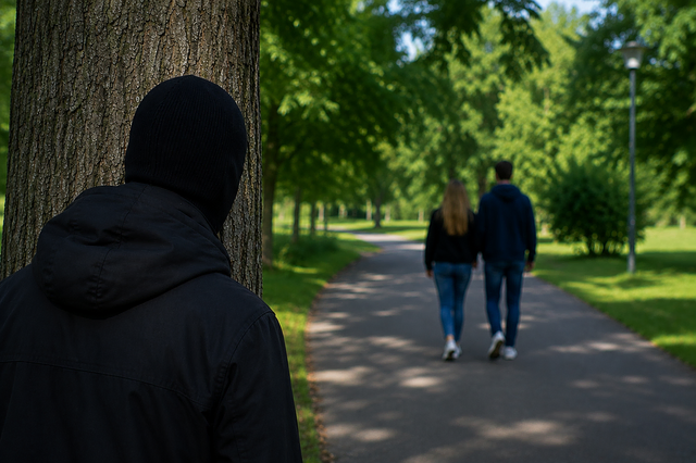 Ein Unbekannter verfolgte und beraubte zwei Jugendliche – er drohte mit einer mutmaßlichen Schusswaffe | Foto: KI-generiert