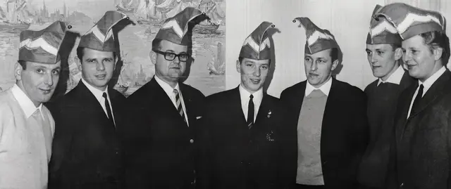 Vorstand der Stöckter Faslamsbrüder 1967, v.l.: Heide, Pahl, 1. Vorsitzender Behr, Ahlers, Brackelmann, Rose, Pahl | Foto: Archiv Peter Homann