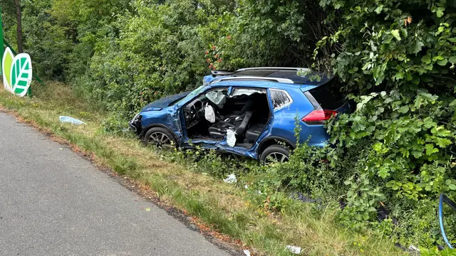 Das Unfallfahrzeug war im Seitengraben gelandet, was die Rettungsmaßnahmen erschwerte | Foto: Feuerwehr Buchholz