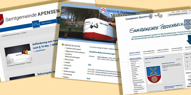 Auf den Internetseiten mit den öffentlichen Bekanntmachungen finden sich in Apensen, Drochtersen und Fredenbeck auch nach Ablauf der Frist keine Wahlvorschlagslisten | Foto: Screenshots Internet