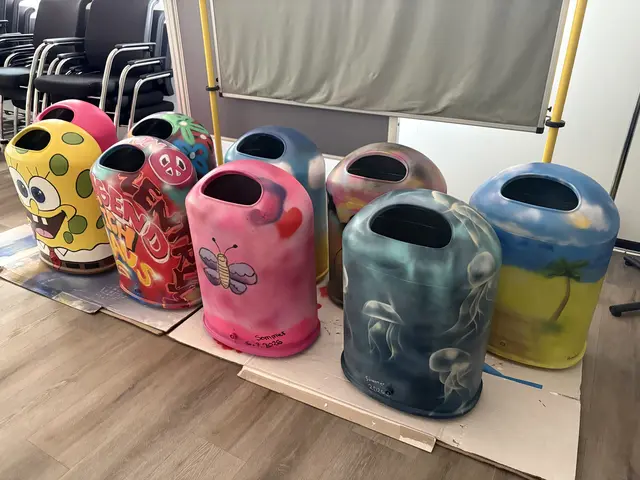 Geballte Kreativität: einige der von den Jugendlichen mit Graffiti-Kunst verschönerten Mülleimer | Foto: Samtgemeinde Elbmarsch