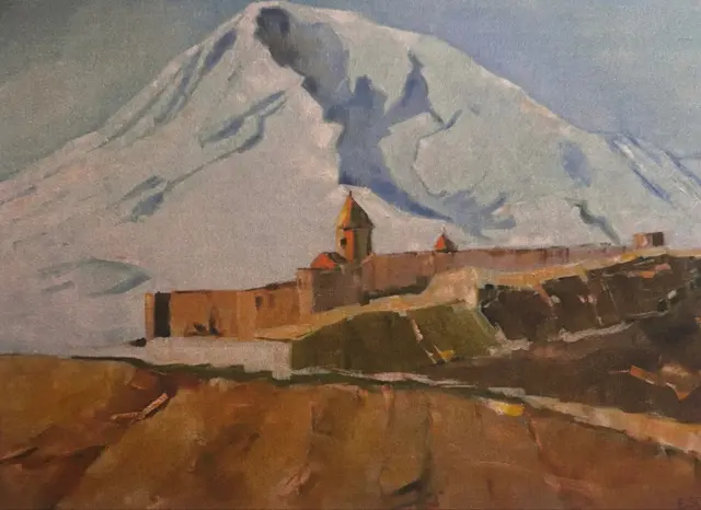 Der Berg Ararat mit Kloster — ein Motiv, mit dem Eberhard Schiel Natur, Geschichte und Erinnerung verbindet | Foto: sts