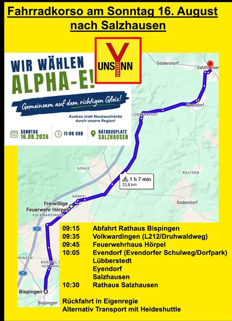Die Route des Fahrradkorsos von Bispingen aus nach Salzhausen | Foto: Unsynn