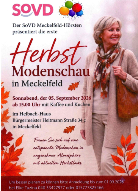 Der SoVD Meckelfeld-Hörsten lädt erstmals zu einer Modenschau ins Helbach-Haus ein | Foto: SoVD Meckelfeld-Hörsten