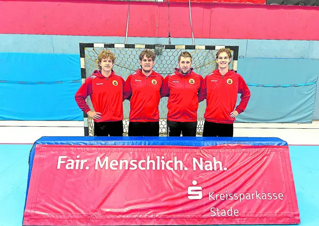Externe Zugänge bei den ersten Herren (v. li.): Benjamin Coordes (TSV Bremervörde), Janek Fritsche (Auslandsaufenthalt Dänemark), Dennis Klingebiel (SV Beckdorf) und Matheo Peyke (VfL Fredenbeck II). Es fehlt: Mats Bührke (Rellinger TV) | Foto: VfL Horneburg