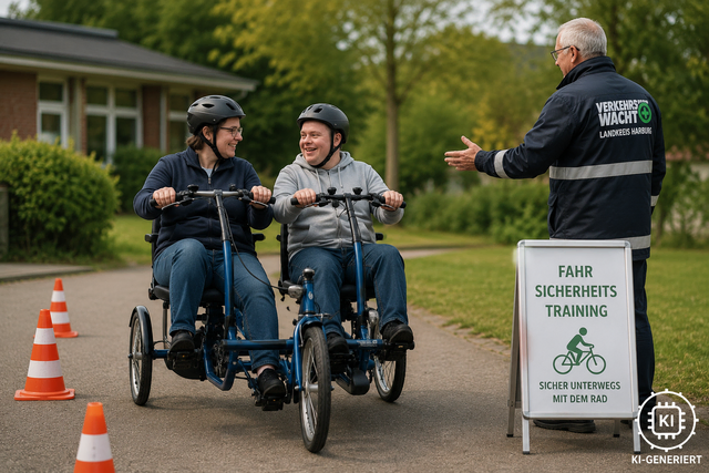 Gemeinsam unterwegs: Ein Fahrsicherheitstraining soll Menschen mit geistiger Behinderung den sicheren Umgang mit dem neuen Paralleltandem des Hauses Eckel vermitteln (Symbolbild) | Foto: KI-generiert