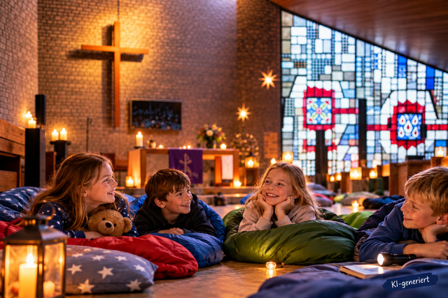 Symbolbild: Kinder übernachten in der St-Paulus-Kirche | Foto: KI-generiert