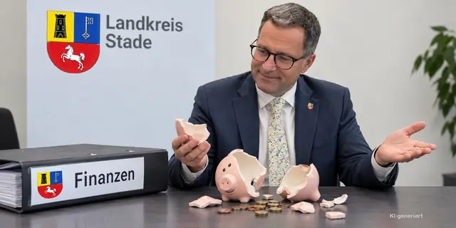 Dieses KI-generierte Bild macht deutlich: Laut Landrat Kai Seefreid sind die finanziellen Aussichten des Landkreises Stade nicht gerade rosig | Foto: KI-generiert