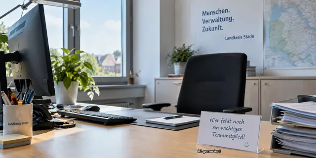 Ein nicht besetzter Schreibtisch: Dieses Bild wird im Stader Kreishaus immer seltener | Foto: KI-generiert