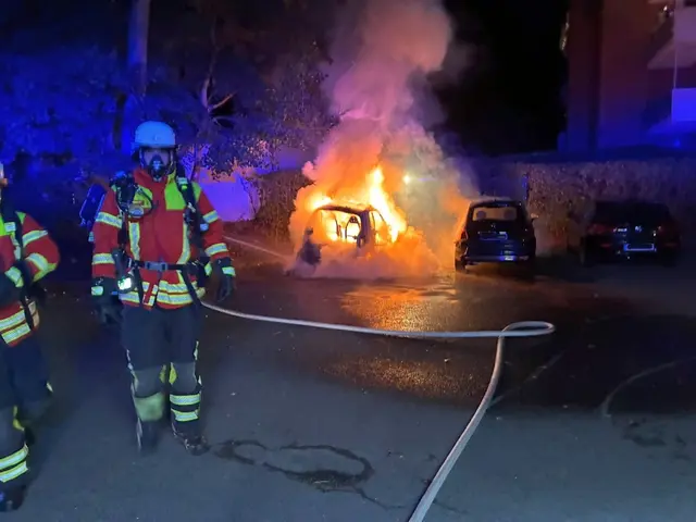 Der in Flammen stehende Smart brannte vollständig aus | Foto: Pressestelle Feuerwehr Seevetal