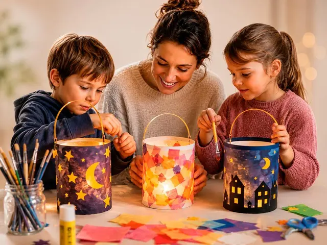 Laternen-Workshop für Kinder zusammen mit ihren Eltern  | Foto: KI generiert