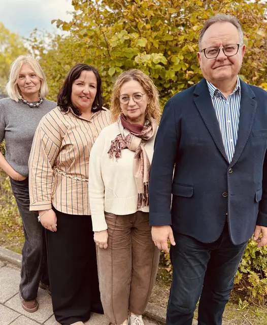 Beim Besuch in Marschacht (v. li.): Dolmetscherin Adrianna Dublanska, die Schulleiterrinnen Renata Karwowska und Emilia Mrozowicz sowie Schulleiter Miroslaw Donarski | Foto: Britta Flöring