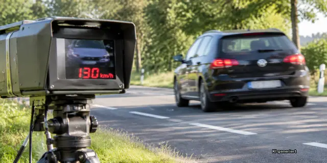 Mit 130 km/h statt der erlaubten 70 Stundenkilometer raste ein VW-Fahrer über die L130 bei Sauensiek | Foto: KI-generiert