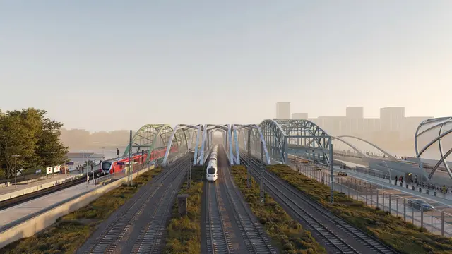 Die Norderelbbrücken sollen erneuert und um zwei Gleise erweitert werden (Visualisierung) | Foto: Deutsche Bahn AG