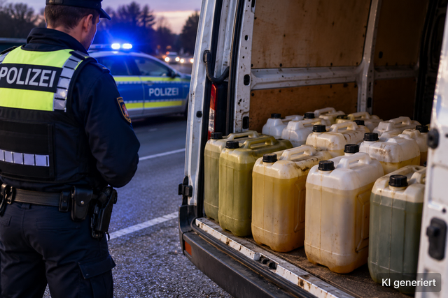  Bei einer Polizeikontrolle wurden 240 Liter Diesel in einem Transporter entdeckt | Foto: KI generiert