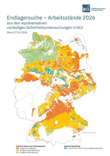 Die Karte zeigt, wie die Gebiete bundesweit kategorisiert wurden | Foto: BGE