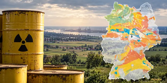 Wohin mit dem deutschen Atommüll? Jetzt wurden die für ein Endlager infrage kommenden Flächen weiter eingegrenzt - auf nicht einmal fünf Prozent des Bundesgebietes (blau-türkise Flächen) | Foto: BGE/KI-generiert