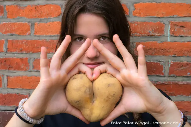 Jenny hatte ein gutes Auge und fischte sich die "Herzkartoffel" aus der Kartoffelernte | Foto: Peter Wiegel